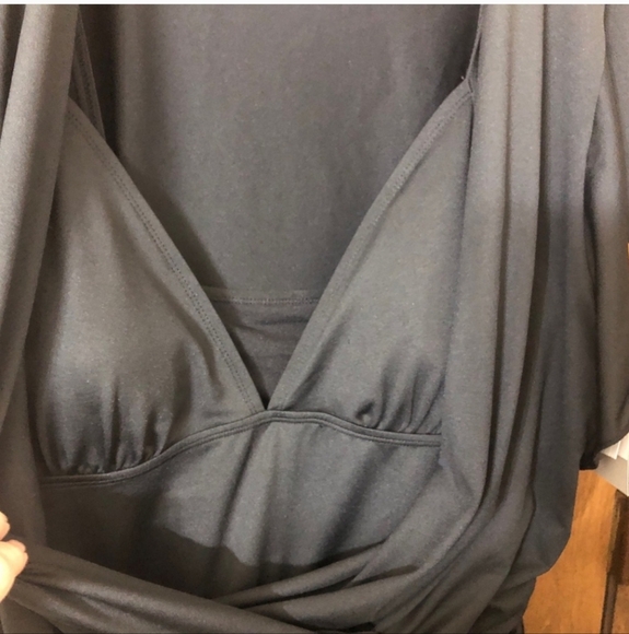 Women's 22 Dolfin Aquashape UPF 50+ Solid Surplice One-Piece Swim Romper NWT - Picture 8 of 9